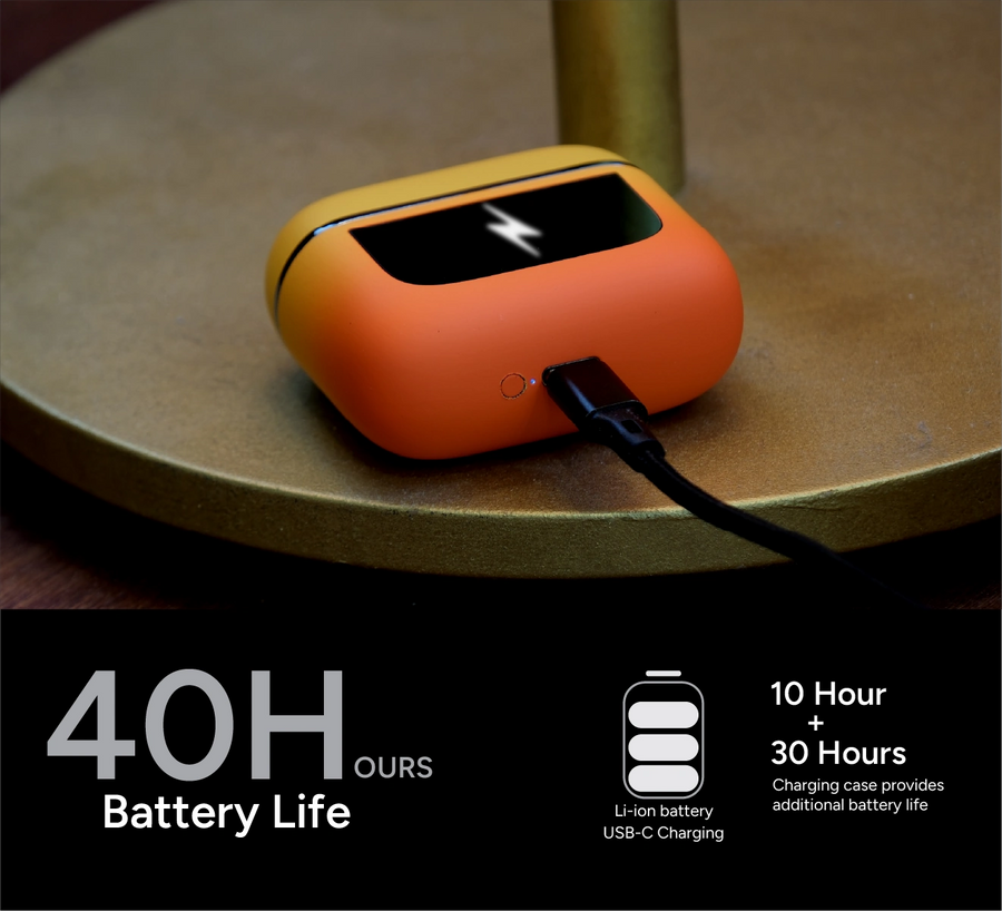 10 hours per charge. 40 hours total.