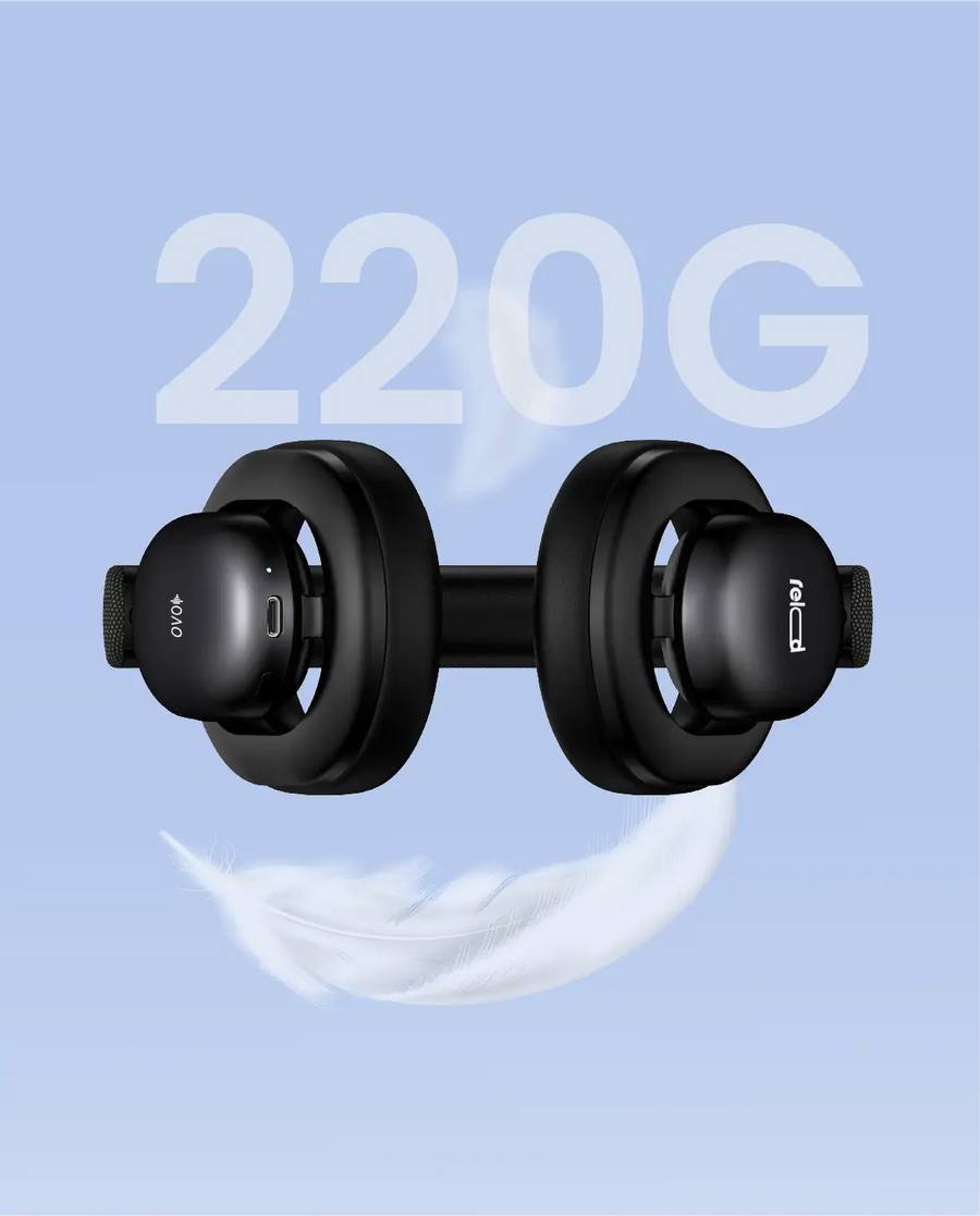 Pair of black RELOD OVO Air with '220G' text on a light blue background
